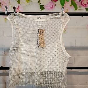 Mason White Sleeveless Crop Tank Top